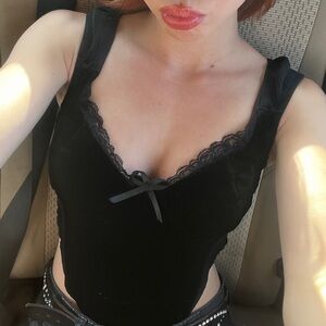 Elegant Black Lace Trim Camisole